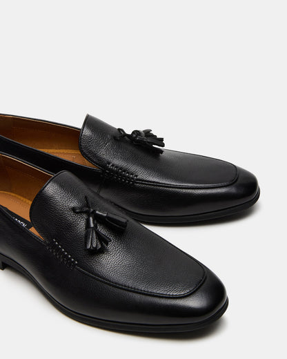 ONDRE Black Leather Tassel Slip-On Men's Loafer Steve Madden BLACK LEATHER