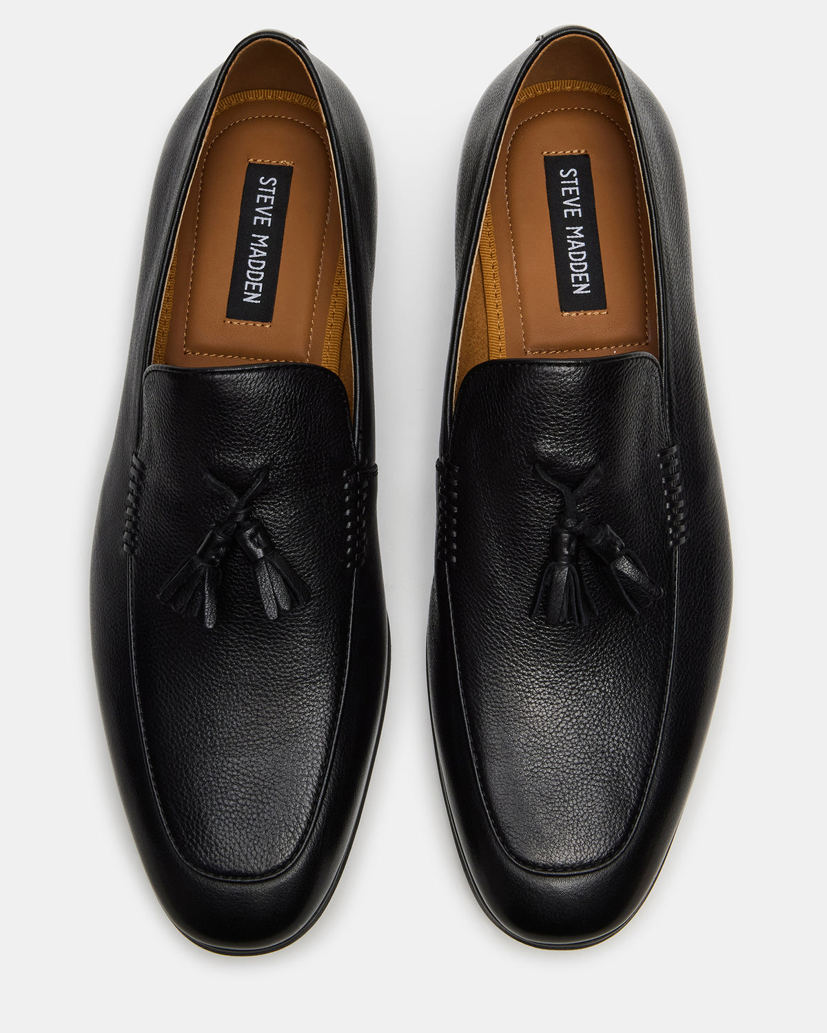 ONDRE Black Leather Tassel Slip-On Men's Loafer Steve Madden BLACK LEATHER