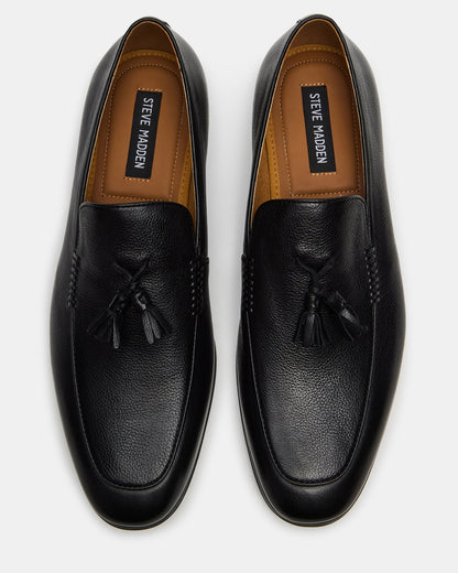 ONDRE Black Leather Tassel Slip-On Men's Loafer Steve Madden BLACK LEATHER