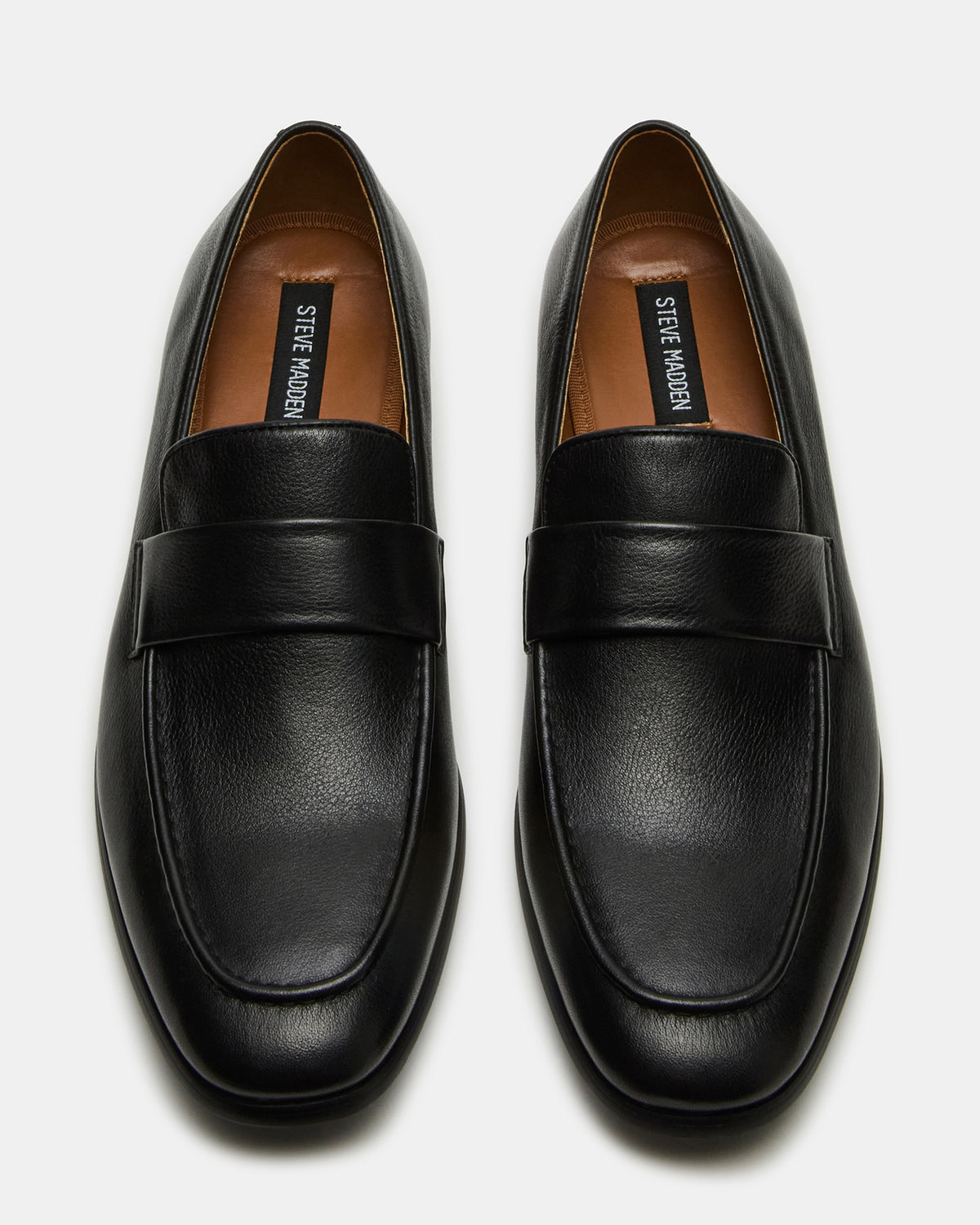 BISCUIT Black Leather Slip-On Men's Dress Loafer Steve Madden BLACK LEATHER