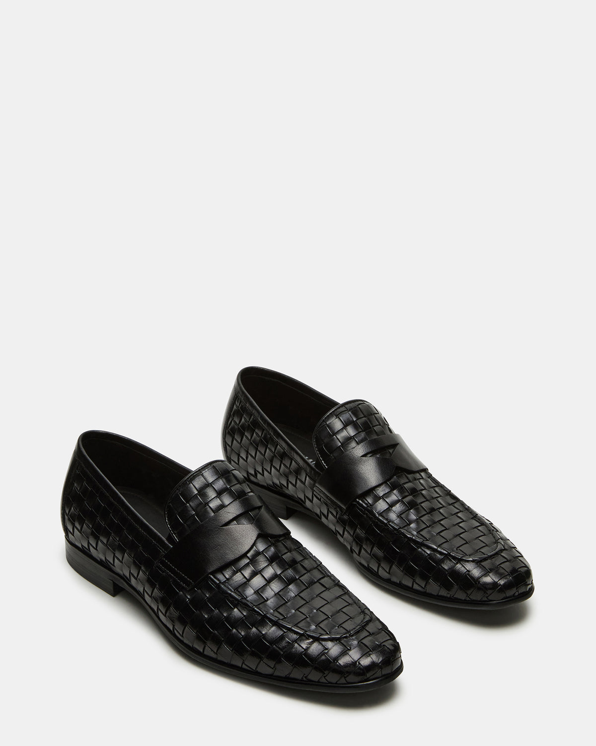 POCO Black Leather Woven Slip-On Men's Dress Loafer Steve Madden BLACK LEATHER