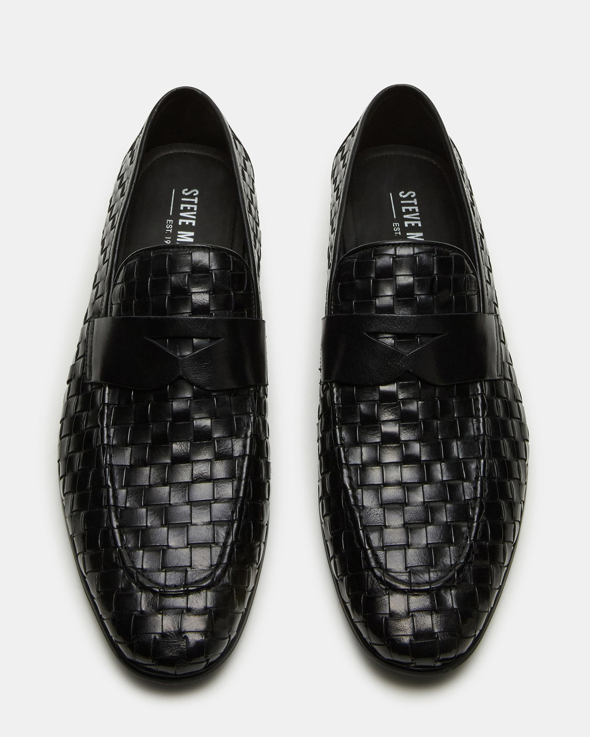 POCO Black Leather Woven Slip-On Men's Dress Loafer Steve Madden BLACK LEATHER