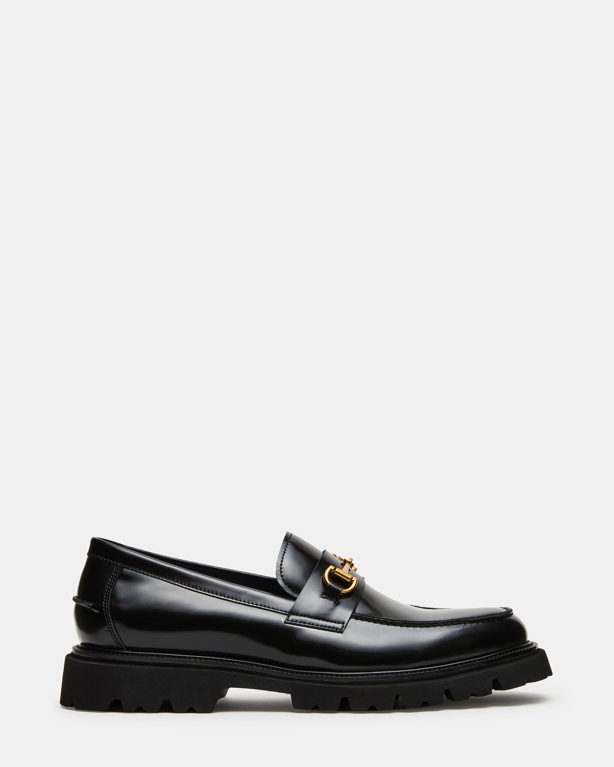 NAXOS Black Leather Slip-On Dress Men's Loafer Steve Madden BLACK LEATHER