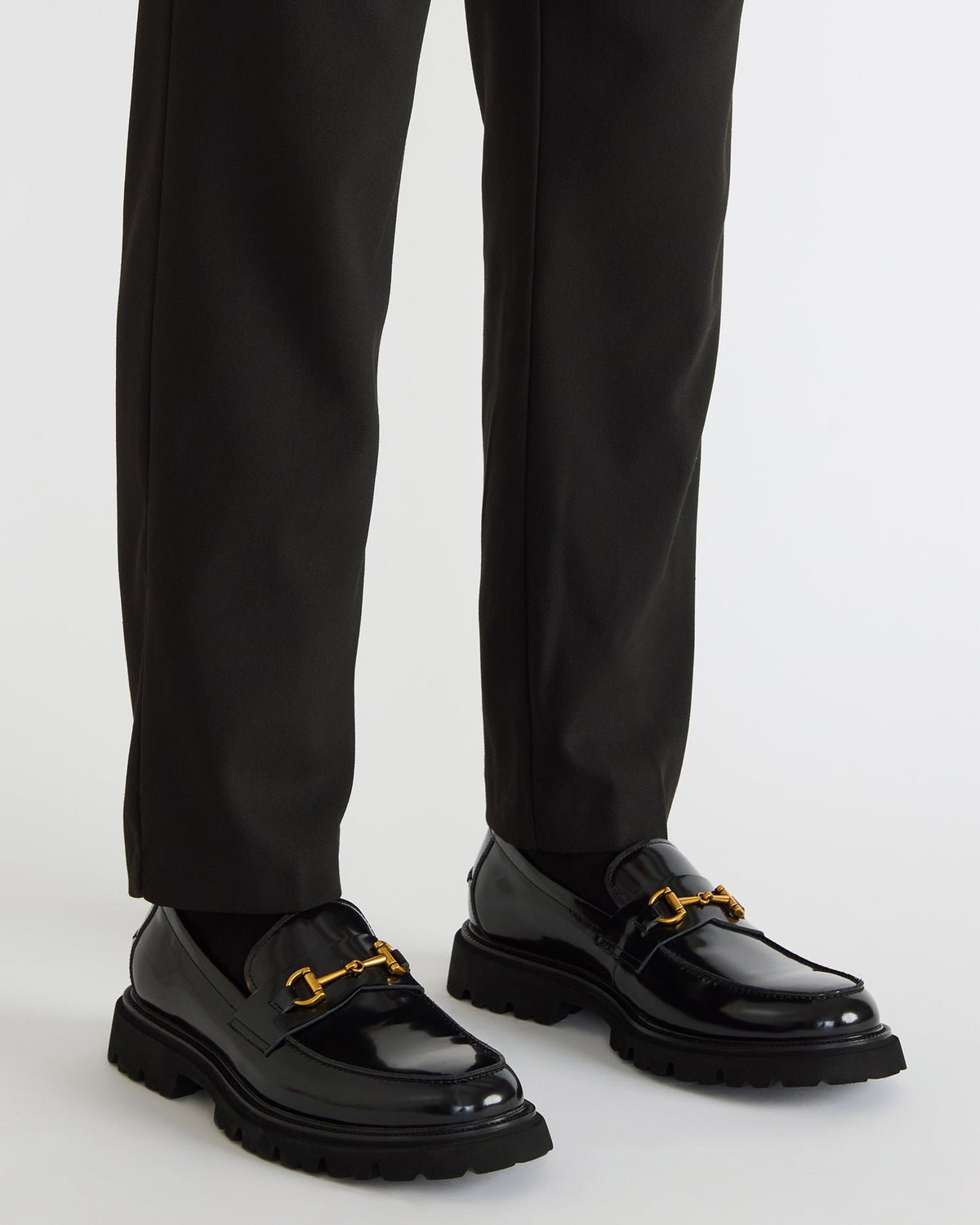 NAXOS Black Leather Slip-On Dress Men's Loafer Steve Madden BLACK LEATHER