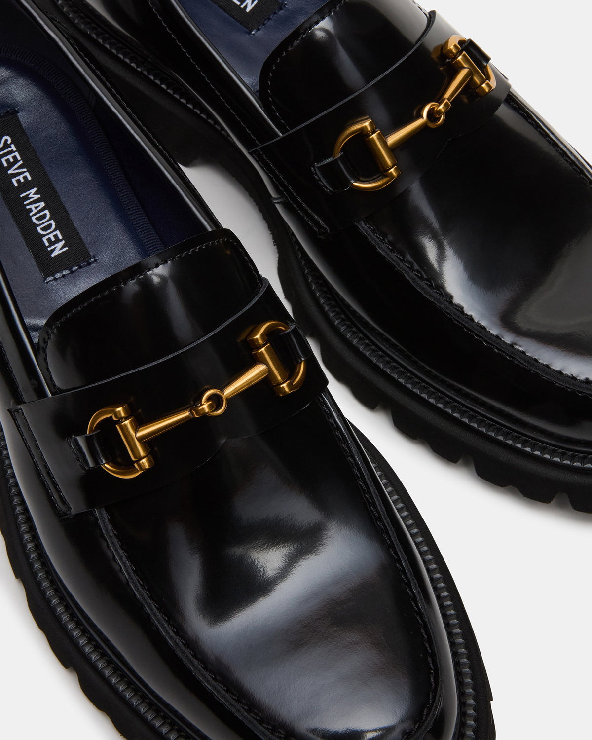 NAXOS Black Leather Slip-On Dress Men's Loafer Steve Madden BLACK LEATHER