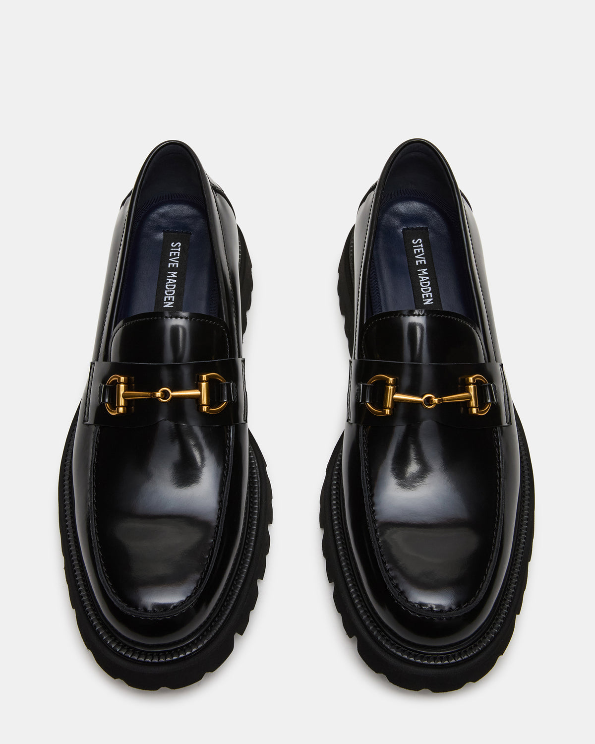 NAXOS Black Leather Slip-On Dress Men's Loafer Steve Madden BLACK LEATHER