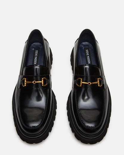 NAXOS Black Leather Slip-On Dress Men's Loafer Steve Madden BLACK LEATHER