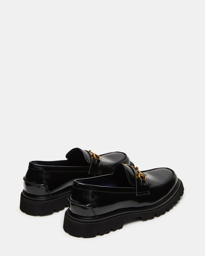 NAXOS Black Leather Slip-On Dress Men's Loafer Steve Madden BLACK LEATHER