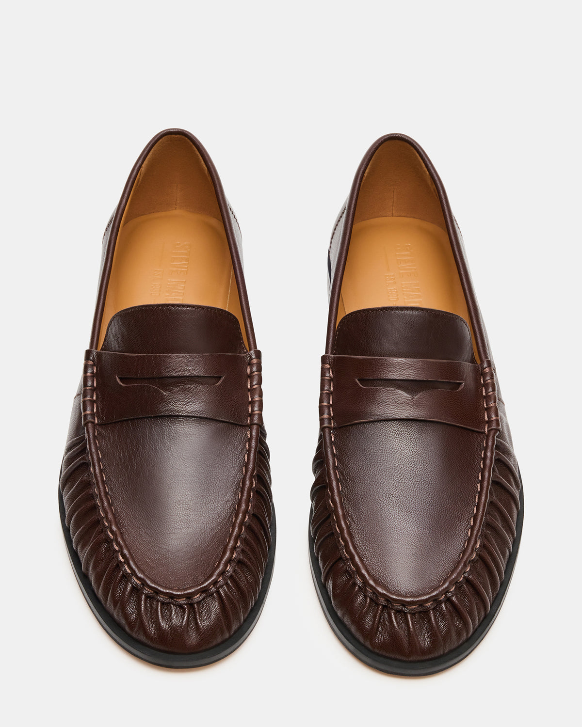 QUINCEY Brown Leather Slip-On Men's Loafer Steve Madden BROWN LEATHER