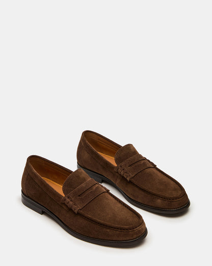 HUCKLE Dark Brown Slip-On Men's Loafer Steve Madden DARK BROWN