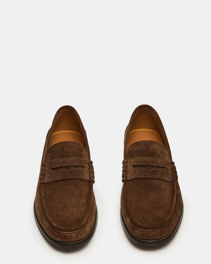 HUCKLE Dark Brown Slip-On Men's Loafer Steve Madden DARK BROWN