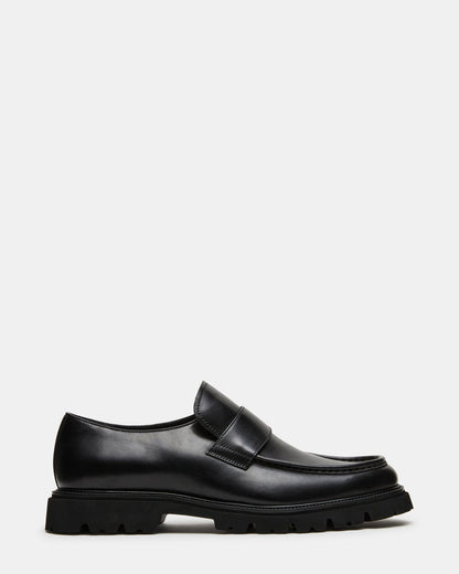 RADKIN Black Leather Slip-On Dress Men's Loafer Steve Madden BLACK LEATHER