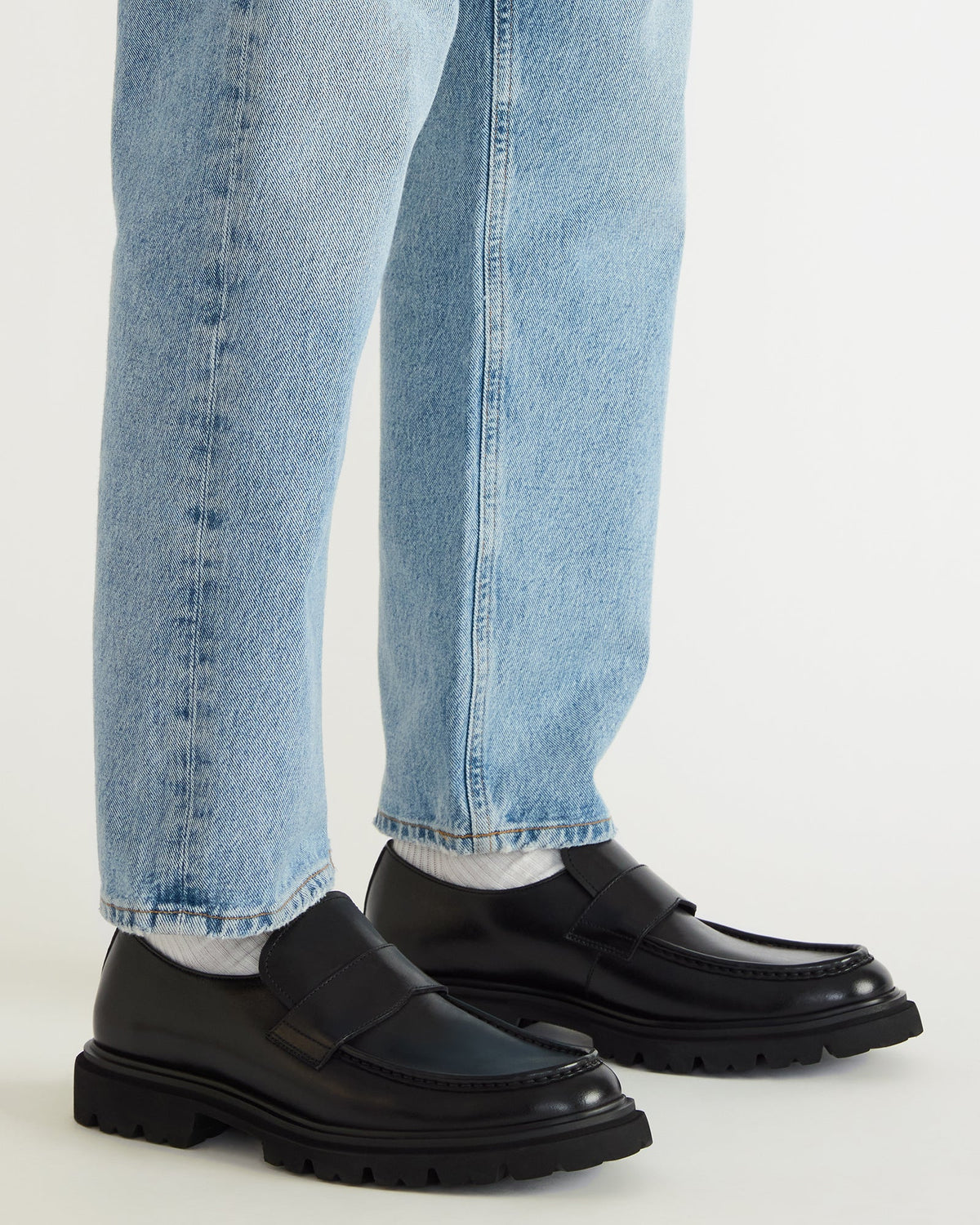 RADKIN Black Leather Slip-On Dress Men's Loafer Steve Madden BLACK LEATHER