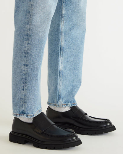 RADKIN Black Leather Slip-On Dress Men's Loafer Steve Madden BLACK LEATHER