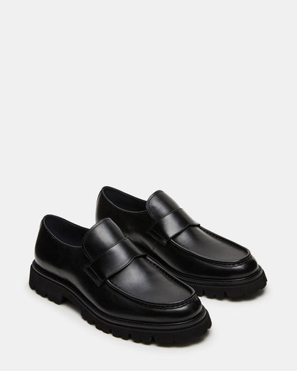 RADKIN Black Leather Slip-On Dress Men's Loafer Steve Madden BLACK LEATHER