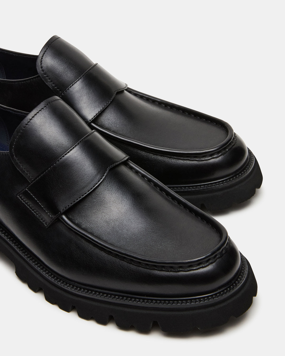 RADKIN Black Leather Slip-On Dress Men's Loafer Steve Madden BLACK LEATHER