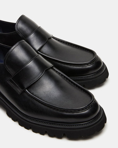 RADKIN Black Leather Slip-On Dress Men's Loafer Steve Madden BLACK LEATHER