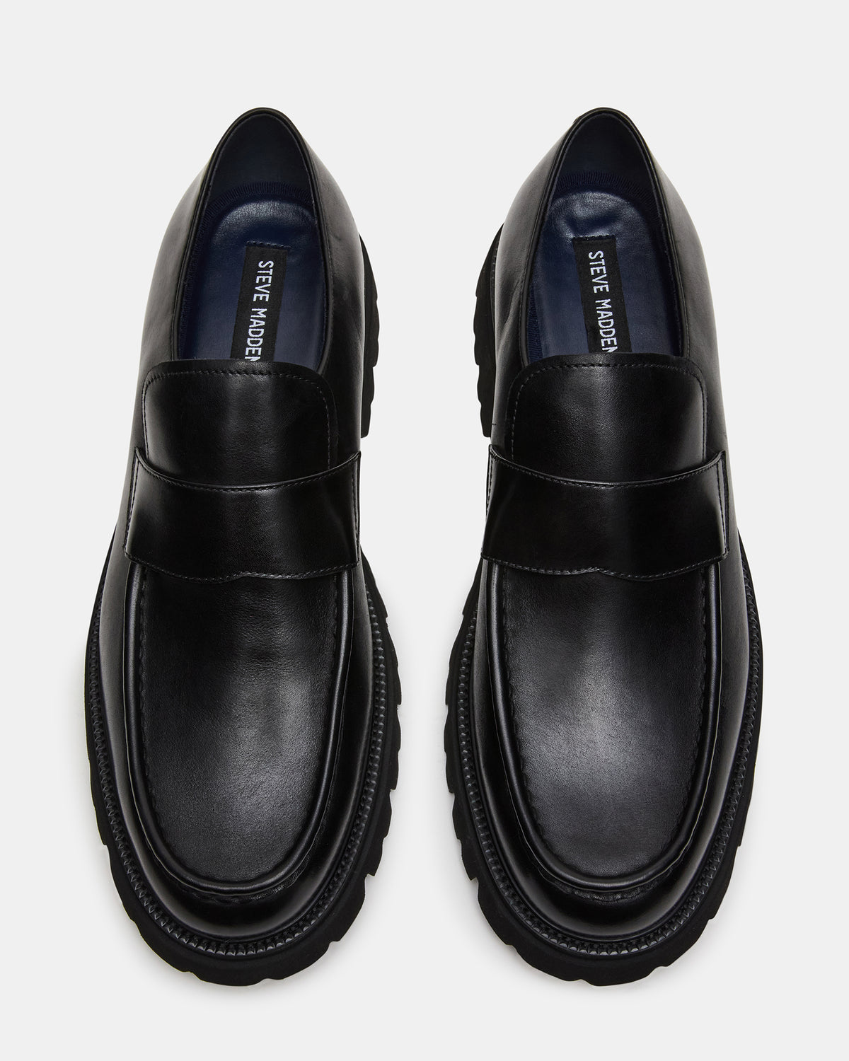 RADKIN Black Leather Slip-On Dress Men's Loafer Steve Madden BLACK LEATHER