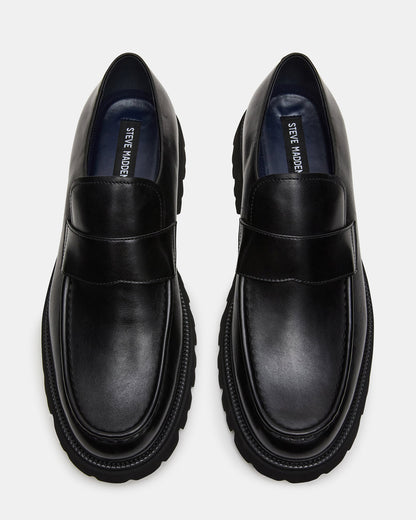 RADKIN Black Leather Slip-On Dress Men's Loafer Steve Madden BLACK LEATHER