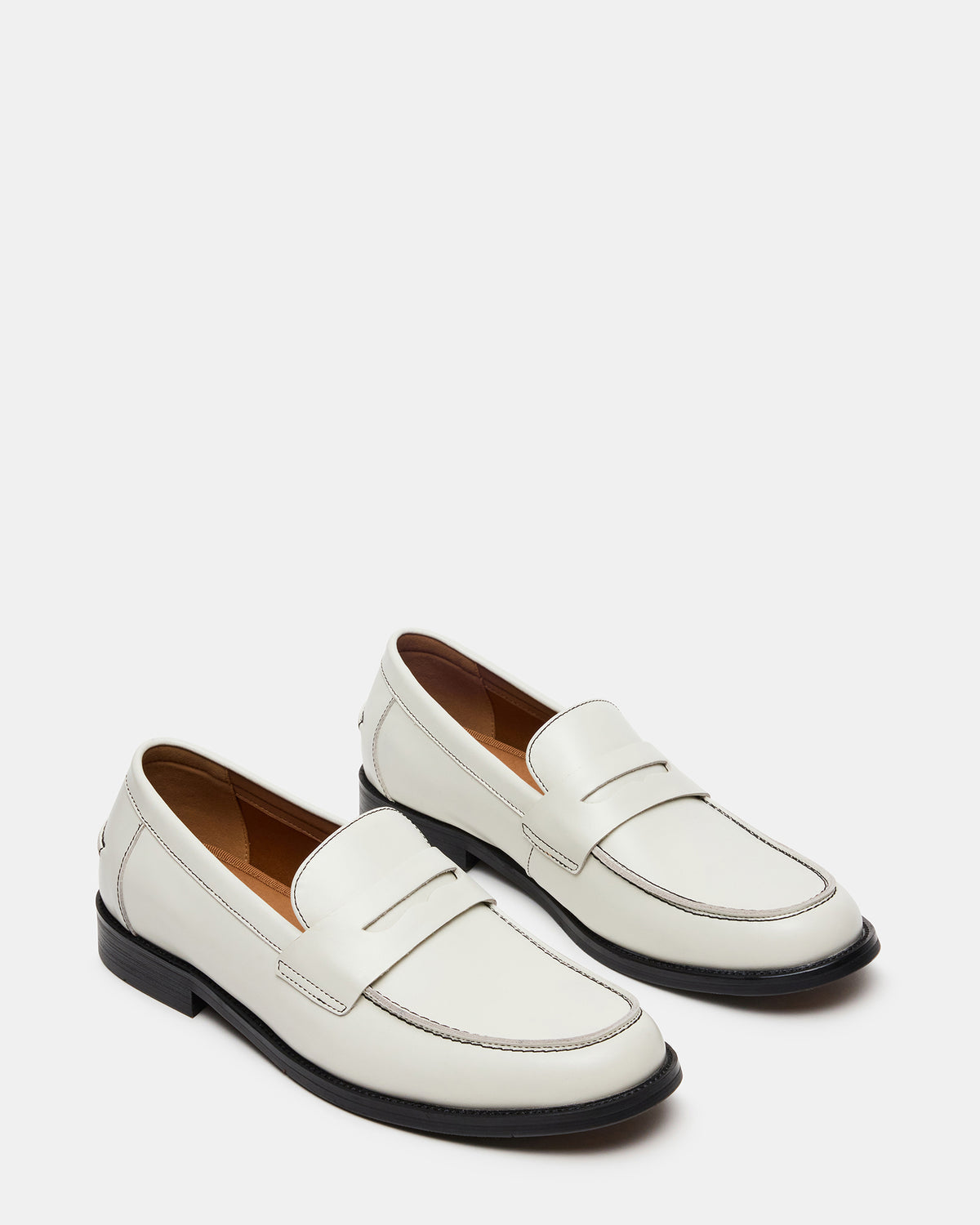 NATAN White Leather Slip-On Dress Men's Loafer Steve Madden WHITE LEATHER