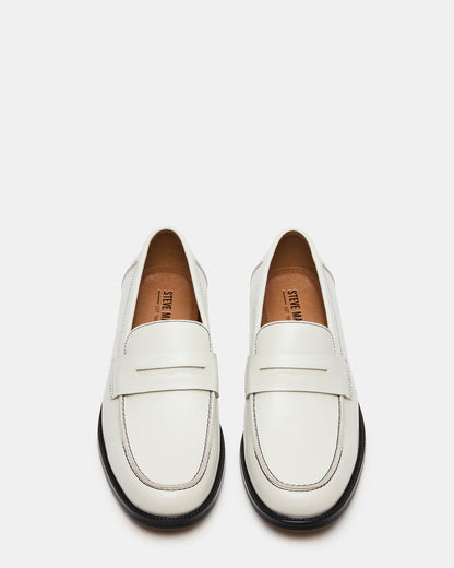 NATAN White Leather Slip-On Dress Men's Loafer Steve Madden WHITE LEATHER