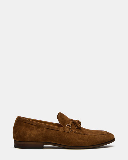 LOGAN Cognac Suede Tassel Slip-On Men's Loafer Steve Madden COGNAC SUEDE