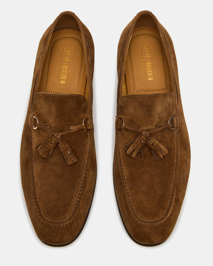 LOGAN Cognac Suede Tassel Slip-On Men's Loafer Steve Madden COGNAC SUEDE