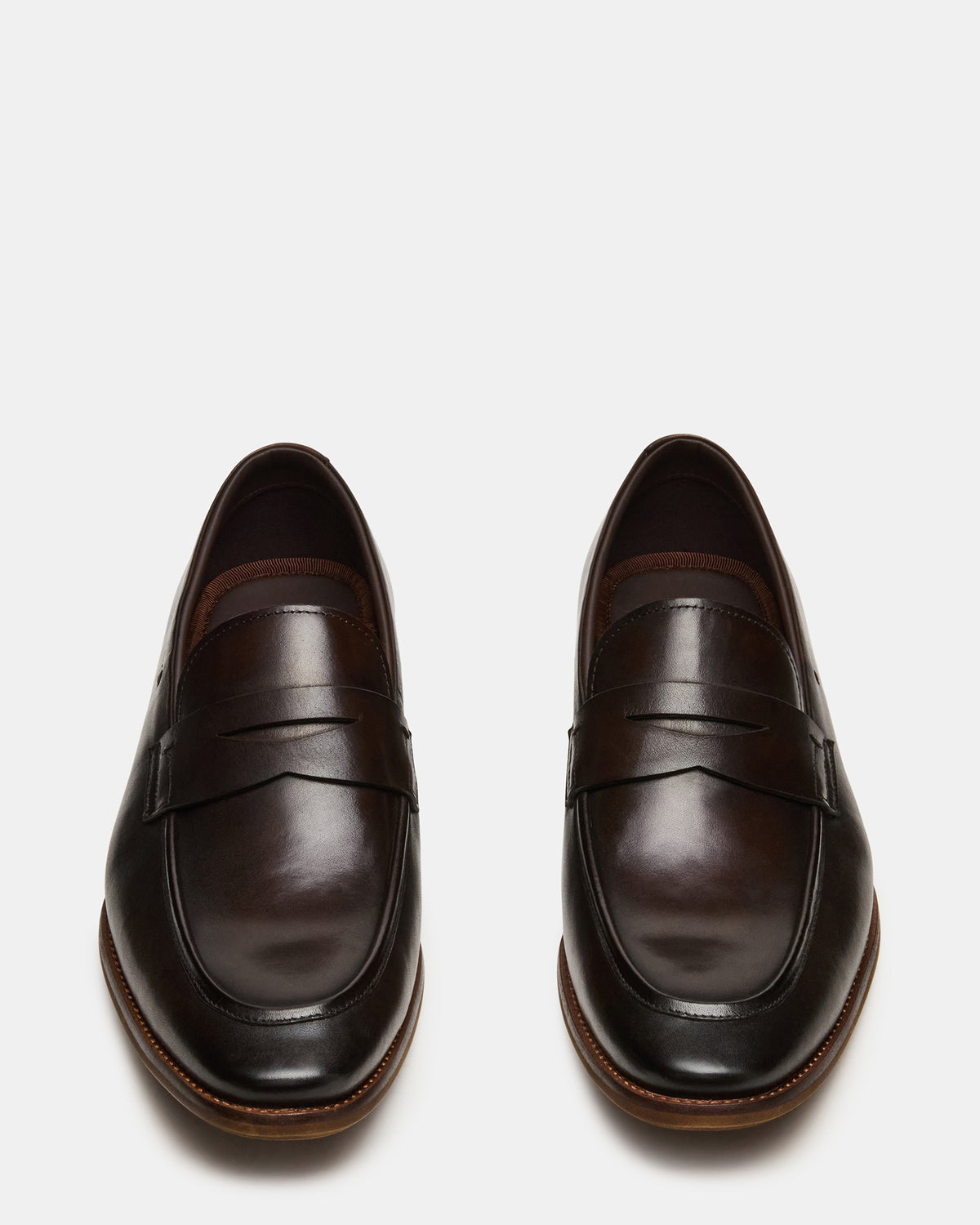 LIGHTNING Brown Leather Round-Toe Slip-On Men's Loafer Steve Madden BROWN LEATHER