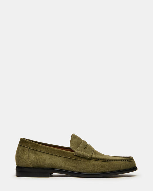 HUCKLE Green Suede Slip-On Men's Loafer Steve Madden GREEN SUEDE