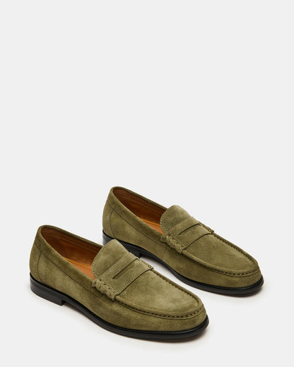 HUCKLE Green Suede Slip-On Men's Loafer Steve Madden GREEN SUEDE