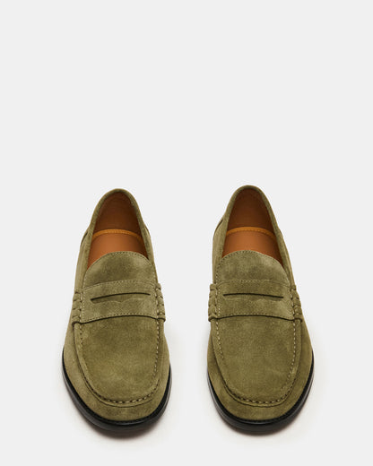 HUCKLE Green Suede Slip-On Men's Loafer Steve Madden GREEN SUEDE