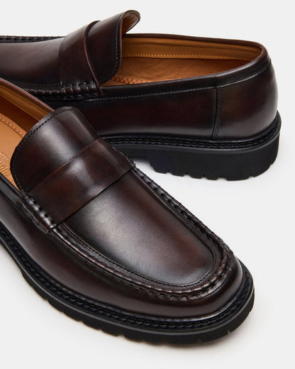 BRODIE Brown Slip-On Lug Men's Loafer Steve Madden BROWN