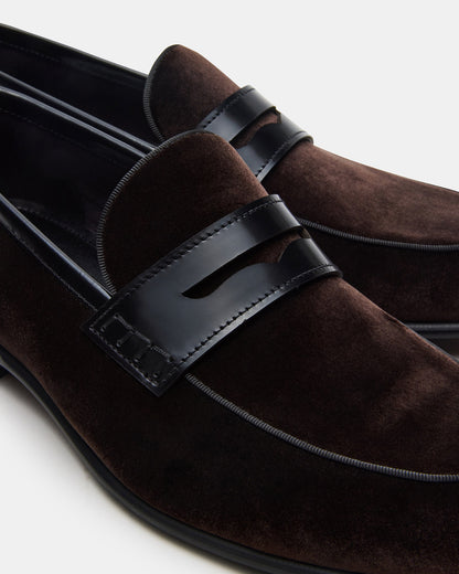 YARDLY Brown Velvet Slip-On Men's Dress Loafer Steve Madden BROWN VELVET
