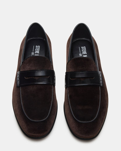 YARDLY Brown Velvet Slip-On Men's Dress Loafer Steve Madden BROWN VELVET