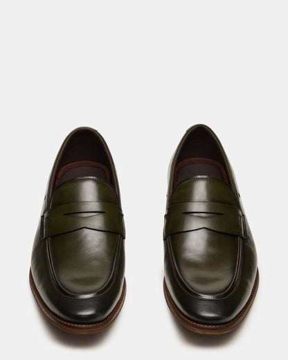 LIGHTNING Dark Green Round-Toe Slip-On Men's Loafer Steve Madden DARK GREEN
