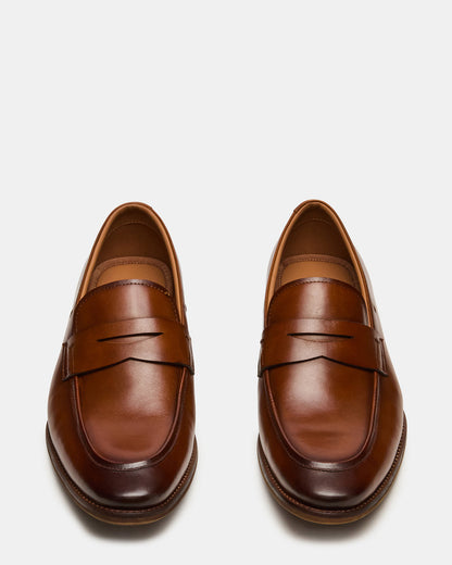 LIGHTNING Tan Leather Round-Toe Slip-On Men's Loafer Steve Madden TAN LEATHER