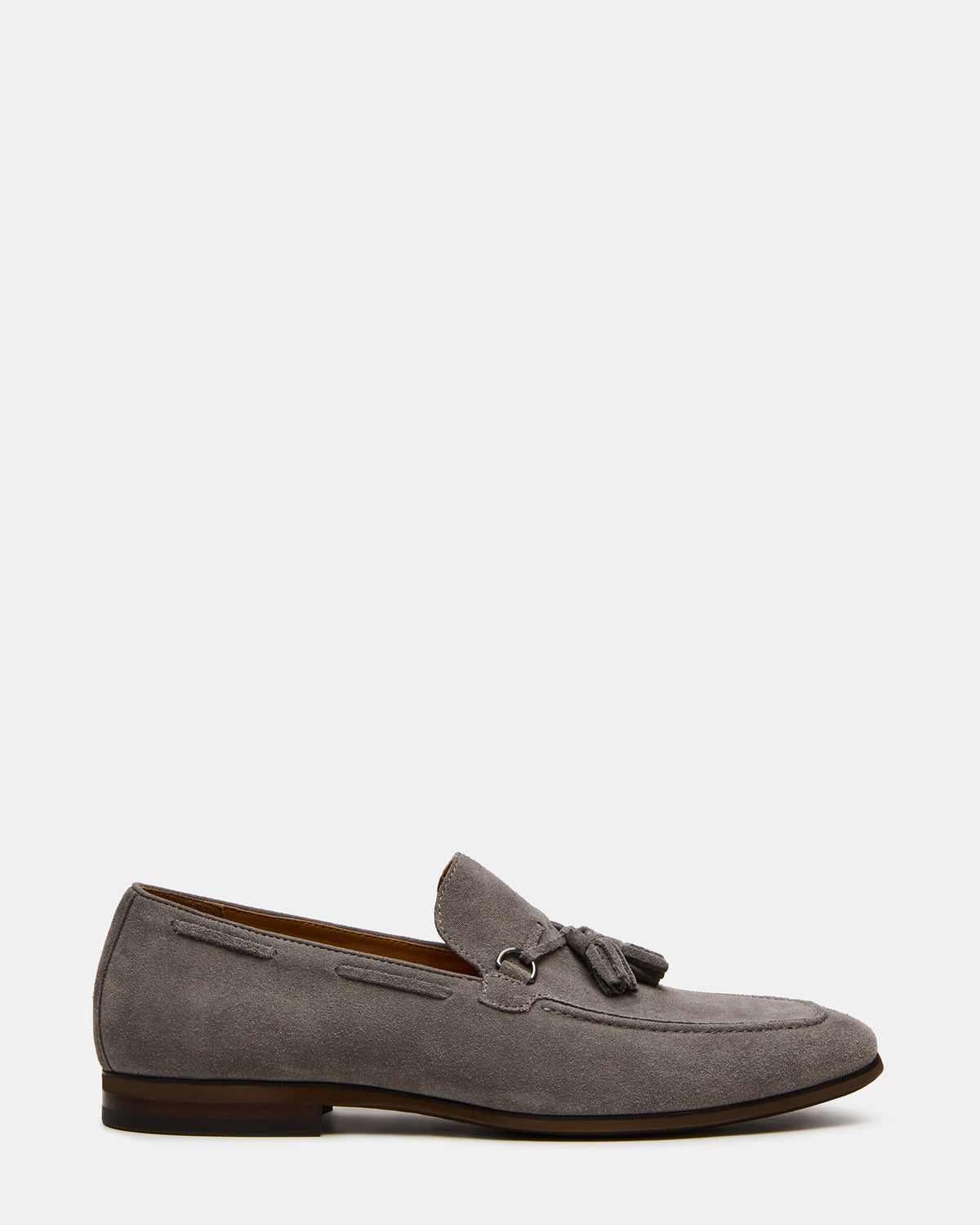 LOGAN Light Grey Suede Tassel Slip-On Men's Loafer Steve Madden LIGHT GREY SUEDE