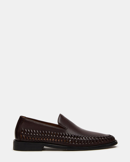 NAPOLI Brown Leather Slip-On Woven Men's Loafer Steve Madden BROWN LEATHER