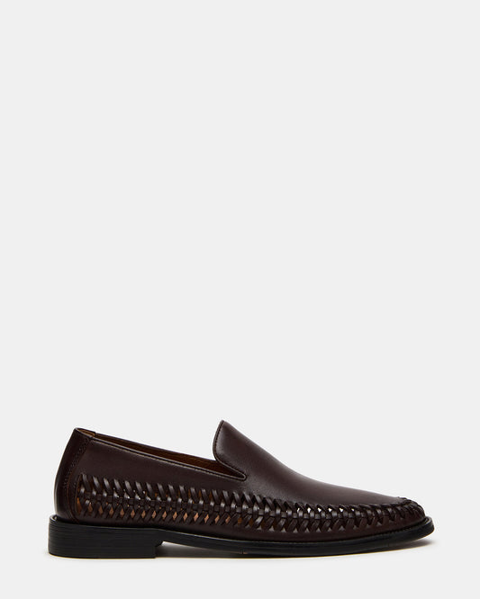 NAPOLI Brown Leather Slip-On Woven Men's Loafer Steve Madden BROWN LEATHER
