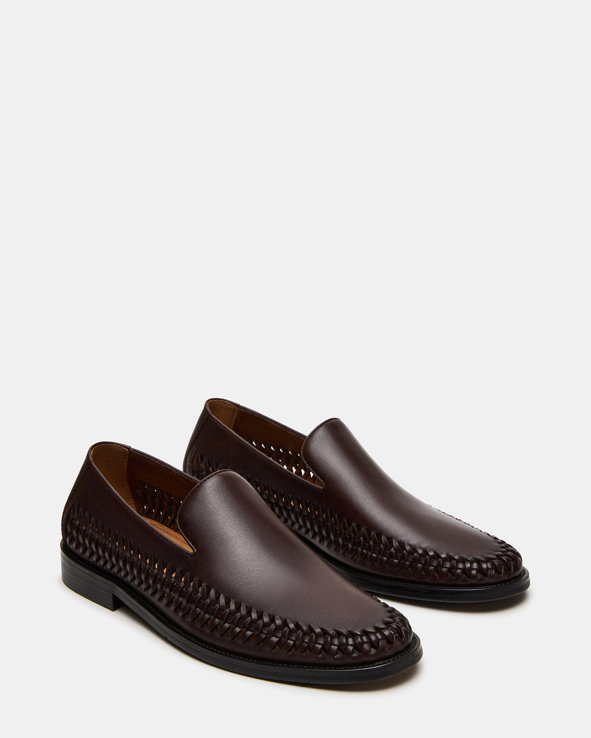 NAPOLI Brown Leather Slip-On Woven Men's Loafer Steve Madden BROWN LEATHER