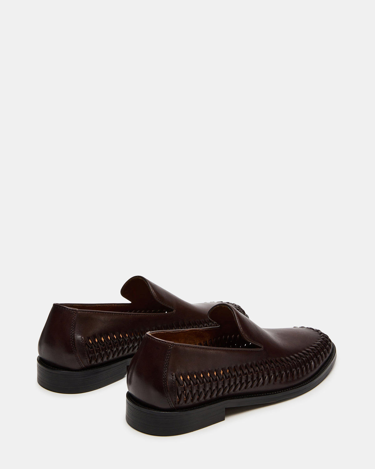 NAPOLI Brown Leather Slip-On Woven Men's Loafer Steve Madden BROWN LEATHER