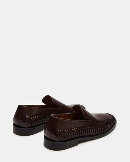 NAPOLI Brown Leather Slip-On Woven Men's Loafer Steve Madden BROWN LEATHER