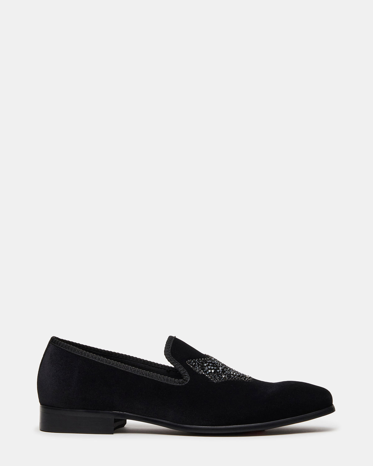 FINN Black Velvet Rhinestone Fox Head Design Slip-On Men's Loafer Steve Madden BLACK VELVET