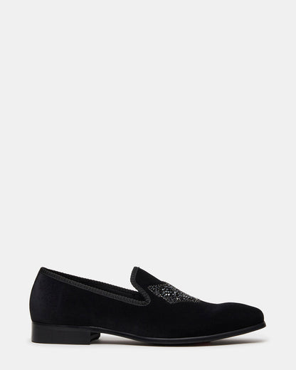 FINN Black Velvet Rhinestone Fox Head Design Slip-On Men's Loafer Steve Madden BLACK VELVET