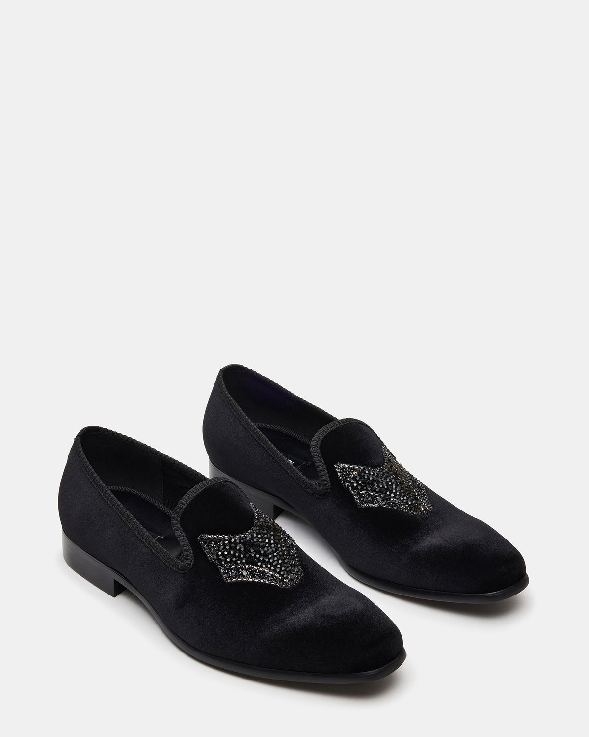 FINN Black Velvet Rhinestone Fox Head Design Slip-On Men's Loafer Steve Madden BLACK VELVET