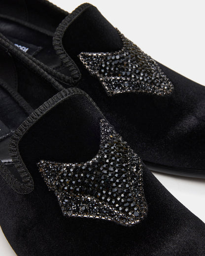 FINN Black Velvet Rhinestone Fox Head Design Slip-On Men's Loafer Steve Madden BLACK VELVET