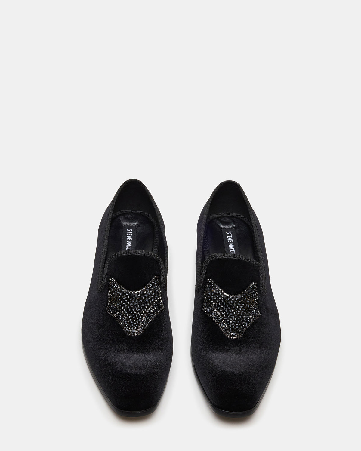 FINN Black Velvet Rhinestone Fox Head Design Slip-On Men's Loafer Steve Madden BLACK VELVET
