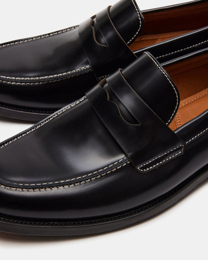 NATAN Black Leather Slip-On Dress Loafer | Men's Loafers Steve Madden BLACK LEATHER
