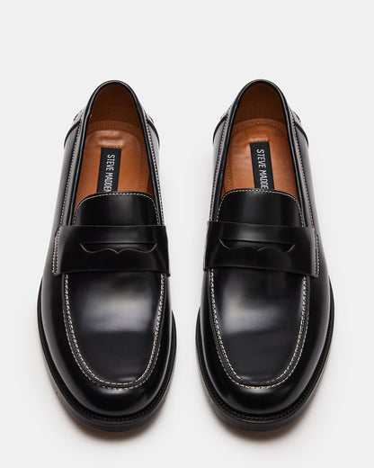 NATAN Black Leather Slip-On Dress Loafer | Men's Loafers Steve Madden BLACK LEATHER