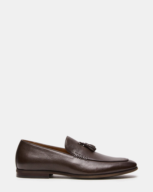 ONDRE Brown Leather Tassel Slip-On Men's Loafer Steve Madden BROWN LEATHER